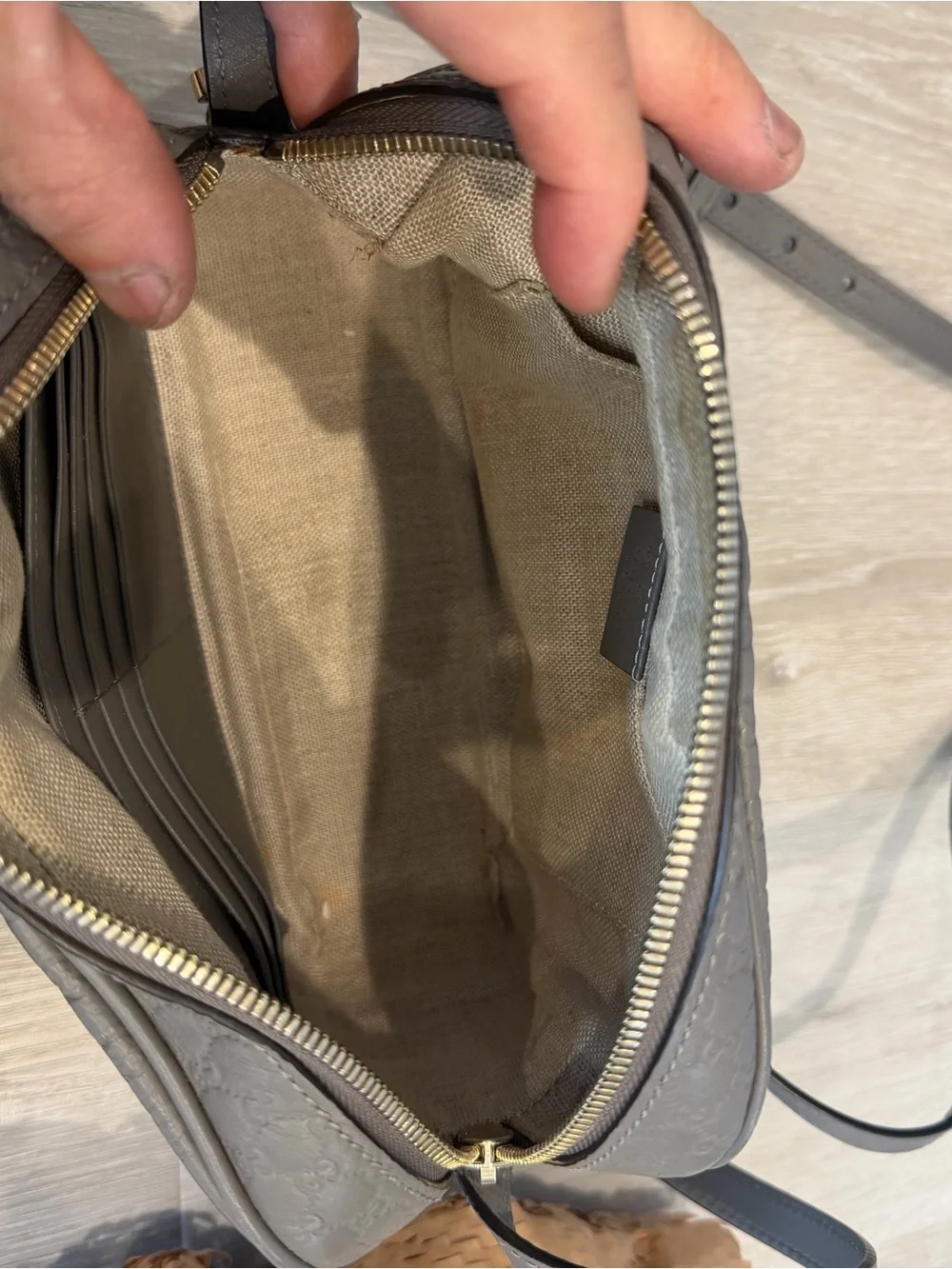 Gucci Guccissima Bree Disco Crossbody Bag Grey